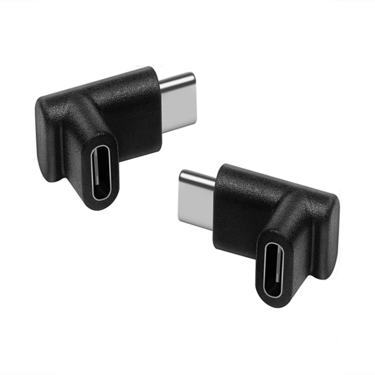 KUYiA Hi-Speed Type C to C Male to Female Extension Connector, 90 Degree Angled Up Down OTG -2 Pack