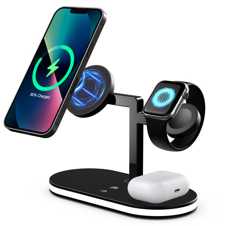 Magnetic 3in 1 Wireless Charger with Light for iPhone Apple Watch Airpods Android Phones