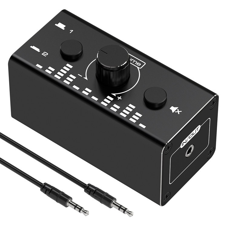 2 X 1/1 X 2 Stereo Audio Bi-Directional Switcher Portable Audio Switch Audio Splitter