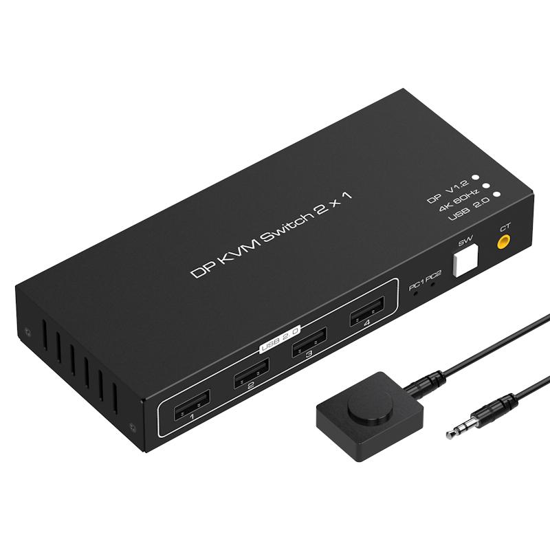 8K Displayport KVM Switch 2-port DP USB KVM Switch Support mouse&keyboad Printer